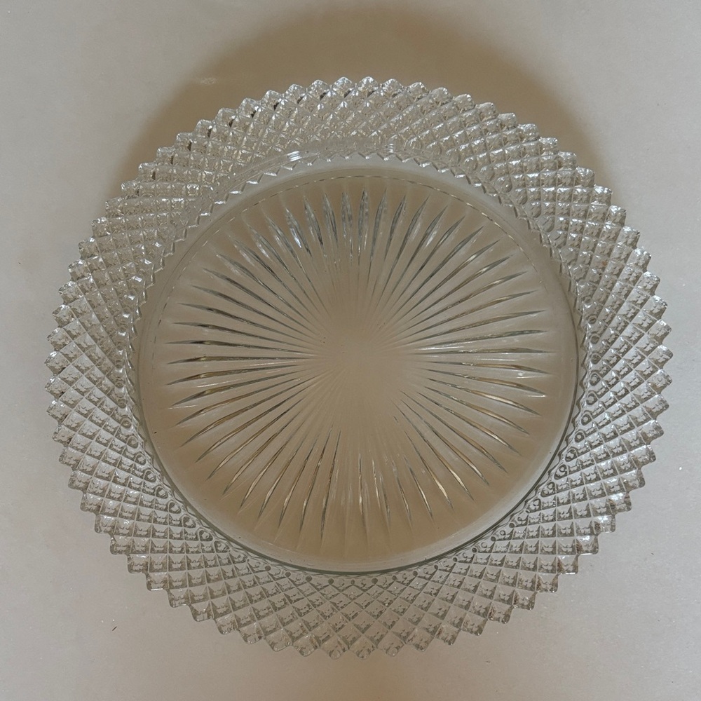 Antique Elegant Clear Glass Plate 10”